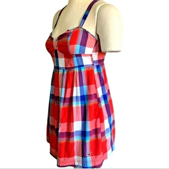 Hollister Multicolor Plaid Sleeveless Spaghetti Strap Blouse Sz S #232F - Picture 2 of 7
